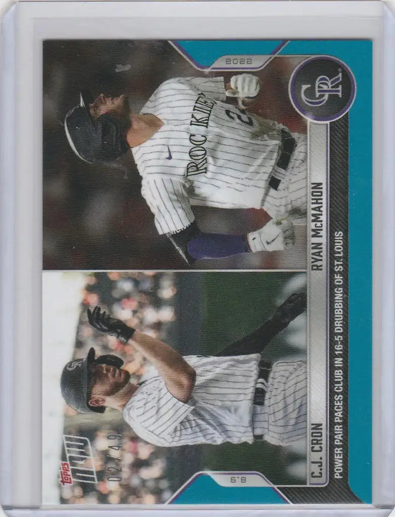 Baseball trading card featuring Ryan McMahon and CJ Cron of the Colorado Rockies