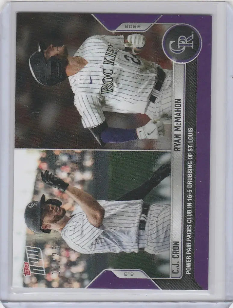 Baseball trading card of Ryan McMahon Colorado Rockies with action shots