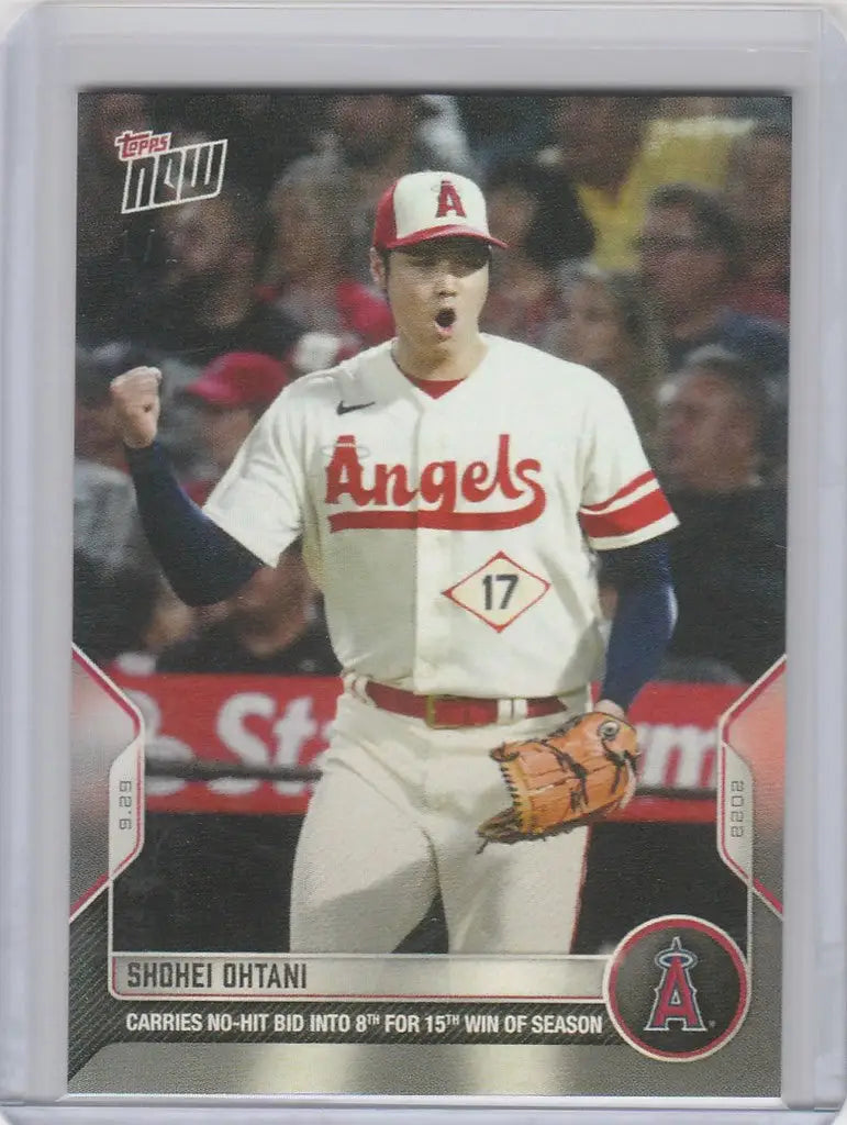 Shohei Ohtani Los Angeles Angels Rainbow Foil baseball card in white and red uniform