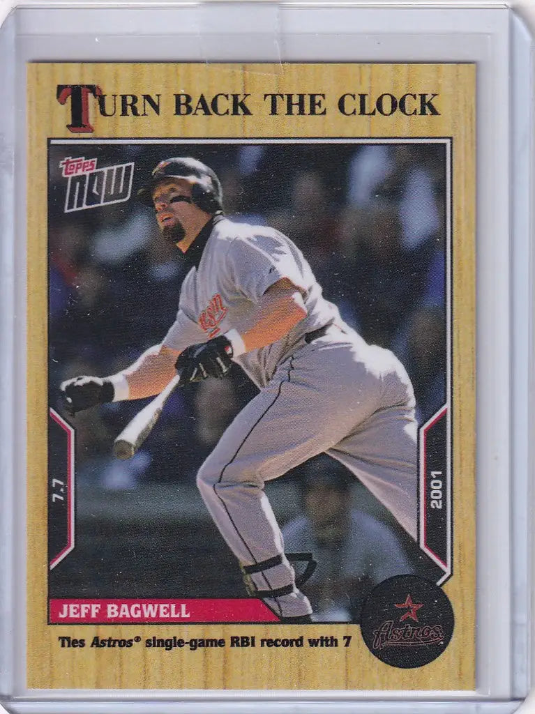 Baseball card of Jeff Bagwell Houston Astros in a batting stance for 2022 Topps Now