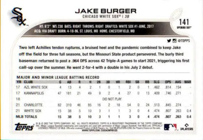 Jake Burger baseball card 2022 Topps Opening Day Rookie with original gloss finish