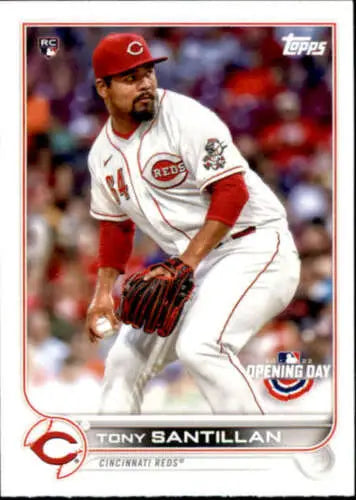 Tony Santillan baseball card from 2022 Topps Opening Day, NM-MT RC with original gloss