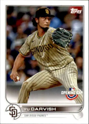 Topps baseball card of Yu Darvish in pinstripes, showcasing original gloss finish