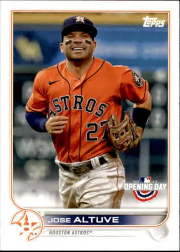 Jose Altuve baseball card from 2022 Topps Opening Day featuring original gloss quality