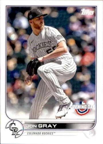 Jon Gray 2022 Topps Opening Day baseball card with original gloss for Rockies fans