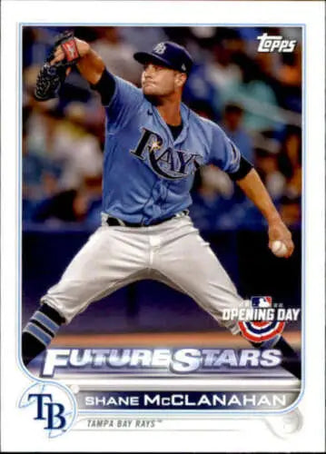 Shane McClanahan baseball card from 2022 Topps Opening Day with original gloss finish