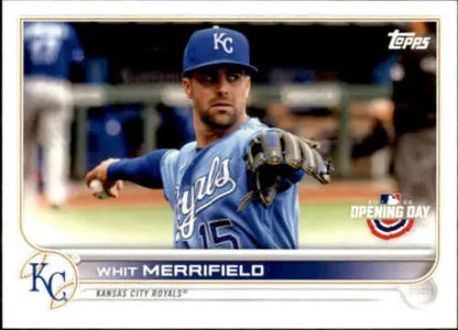 Whit Merrifield baseball card from 2022 Topps Opening Day offers original gloss quality