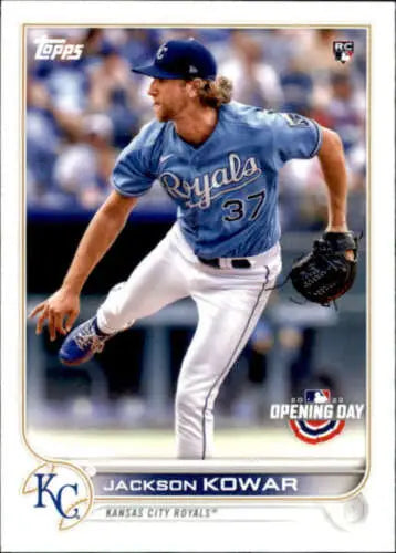 2022 Topps Opening Day Jackson Kowar Rookie Card with original gloss for Royals fans