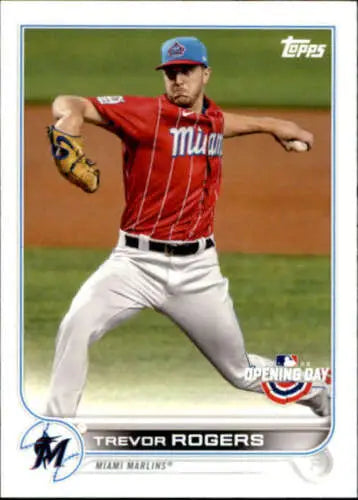 Trevor Rogers baseball card from 2022 Topps Opening Day features original gloss finish