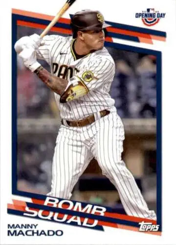 Baseball card of Manny Machado in pinstripe uniform, original gloss, Padres collectible