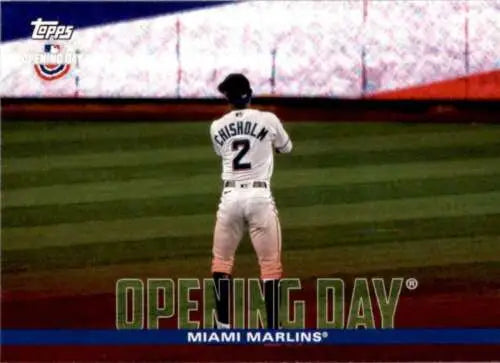 Baseball player in jersey #2 for Miami Marlins featured in 2022 Topps Opening Day card