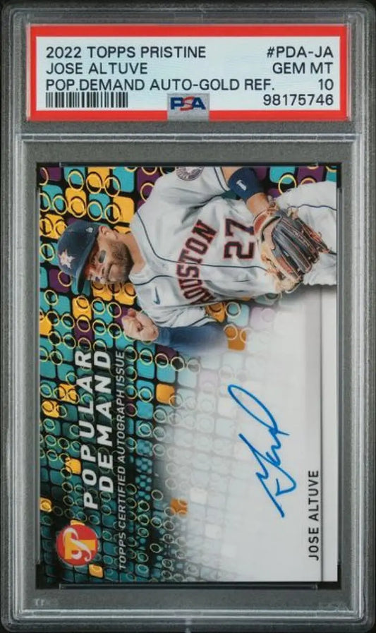 PSA 10 GEM MINT Autographed Jose Altuve 2022 Topps Pristine Refractor Gold Card