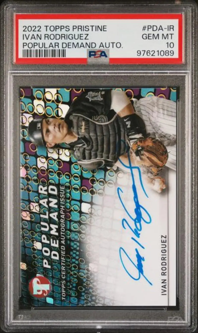 PSA 10 GEM MINT 2022 Topps Pristine Ivan Rodriguez Auto Florida Marlins Baseball Card