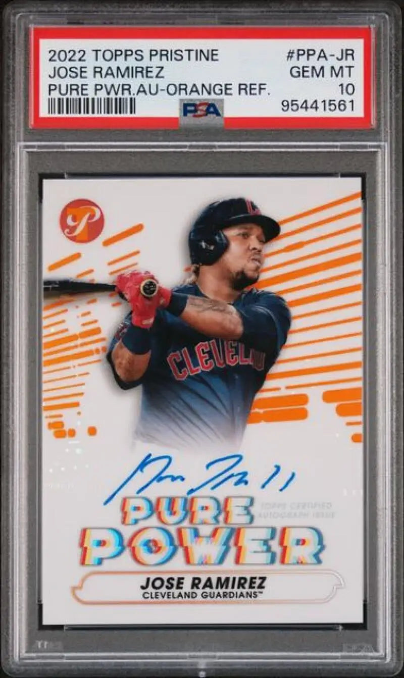 PSA 10 GEM MINT Jose Ramirez Pure Power Refractor Orange Baseball Card 14/25 Cleveland Guardians