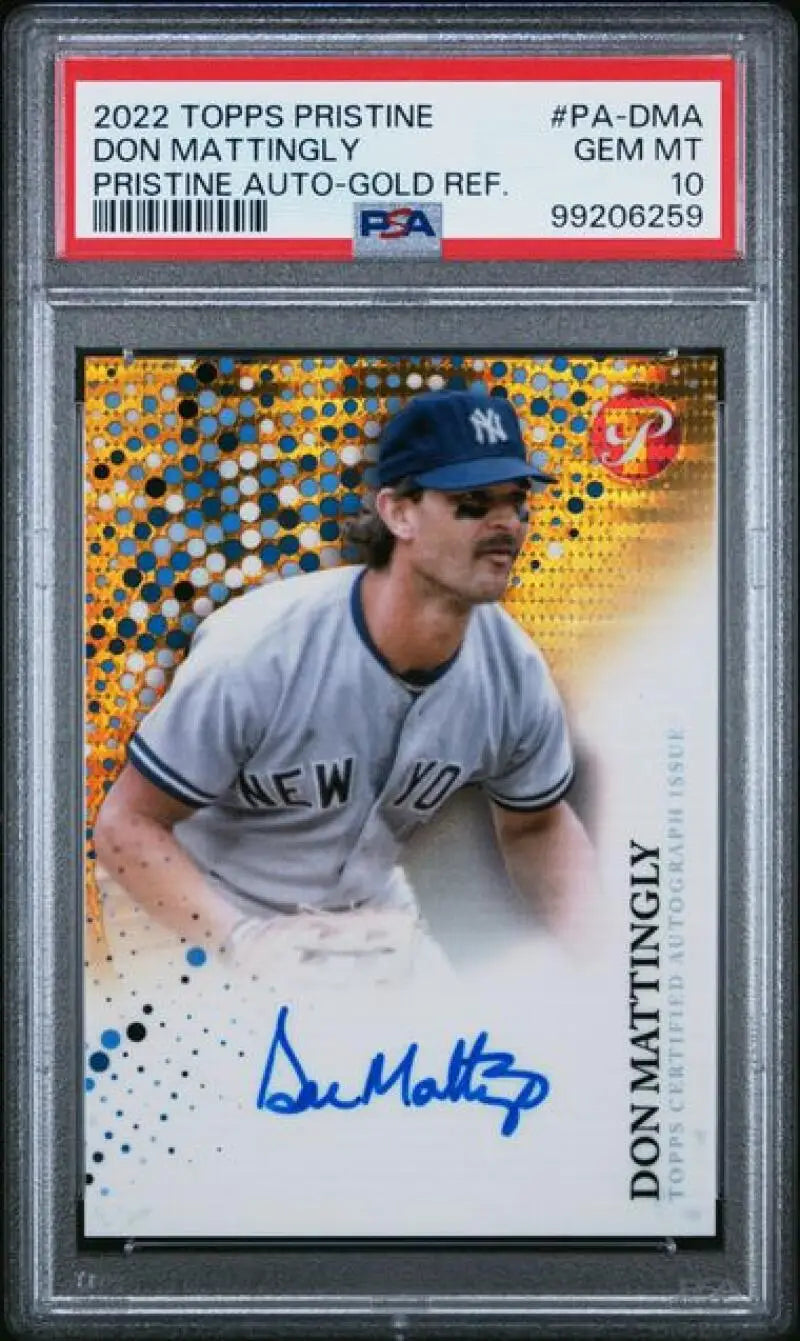 PSA-graded 2022 Topps Pristine Refractor Don Mattingly Auto Yankees Baseball Card 41/50