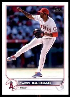 Raisel Iglesias baseball card featuring Los Angeles Angels 2022 Topps #173 design