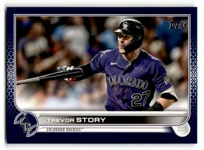 Trevor Story baseball card from 2022 Topps Royal Blue with original gloss features