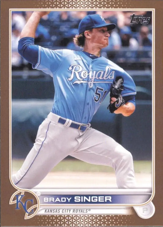 Brady Singer Gold card from 2022 Topps Series 1 Kansas City Royals MLB #313