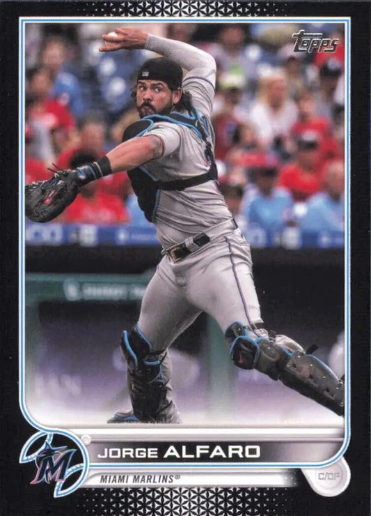 Jorge Alfaro Black 2022 Topps Series 1 Miami Marlins MLB Baseball Card #36