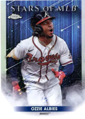 Ozzie Albies Atlanta Braves baseball card from 2022 Topps Stars of MLB Chrome