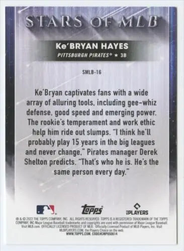 Ke’Bryan Hayes baseball card from 2022 Topps Stars of MLB featuring original gloss finish