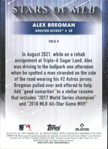 2022 Topps Stars of MLB SMLB8 Alex Bregman Houston Astros Baseball Card NM-MT