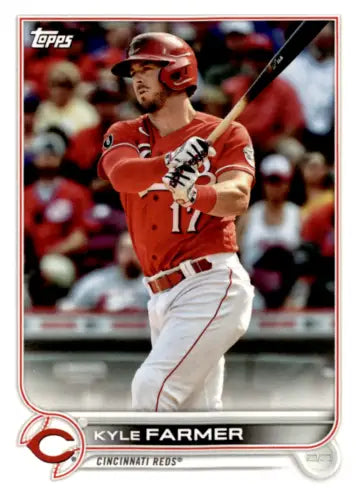 Kyle Farmer baseball card from 2022 Topps Team Sets Cincinnati Reds original gloss