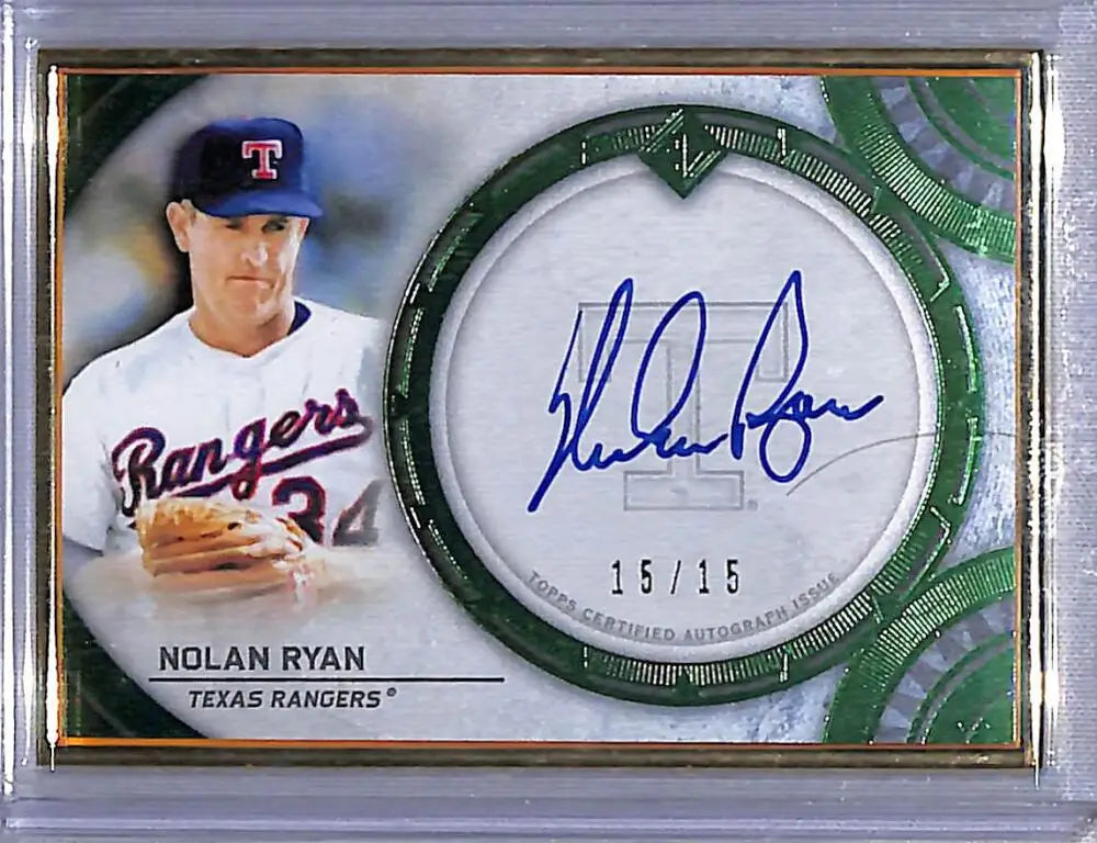 Signed 2022 Topps Transcendent Nolan Ryan #34 card, Texas Rangers, limited edition 15/15