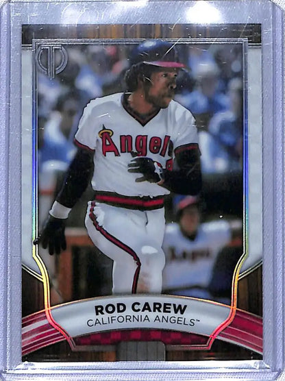 Rod Carew California Angels Baseball Card in white home uniform with red trim