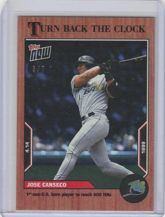 Baseball card of Jose Canseco in Rays uniform, Topps Turn Back the Clock Cherry Parallel