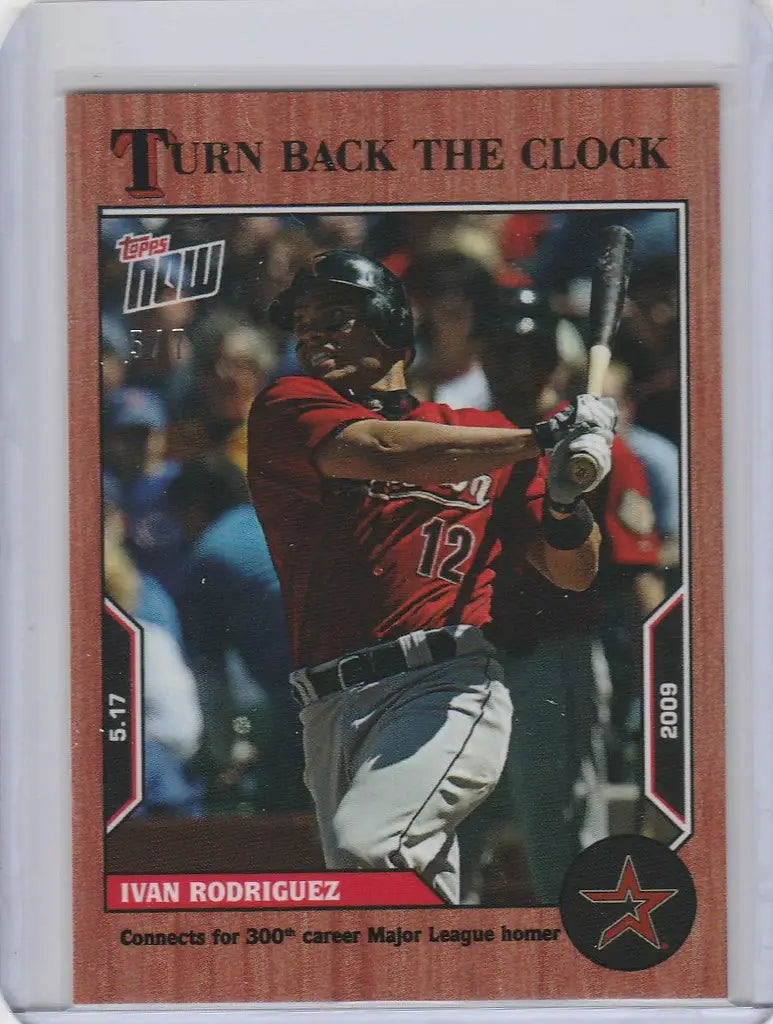 Ivan Rodriguez Astros 2022 Topps Turn Back the Clock Cherry Parallel swinging bat