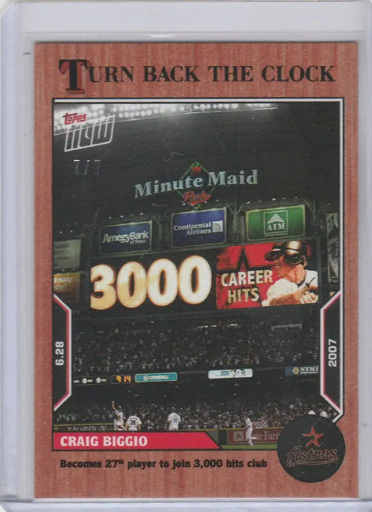 Baseball card of Craig Biggio Astros 3000th hit from Topps Turn Back Cherry Parallel