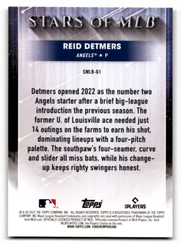 Reid Detmers baseball card from Topps Update Stars of MLB series showing original gloss