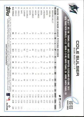 2022 Topps Update Cole Sulser Miami Marlins Baseball Card MLB Sport NM-MT