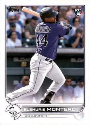 Baseball card of Elehuris Montero from 2022 Topps Update US110 for Colorado Rockies