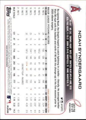 Baseball card back of 2022 Topps Update Noah Syndergaard Los Angeles Angels Card NM-MT