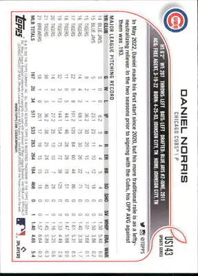 2022 Topps Update #US143 Daniel Norris Chicago Cubs Baseball Card MLB NM-MT