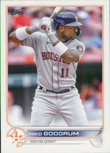 Baseball card of Niko Goodrum, 2022 Topps Update US157 with original gloss