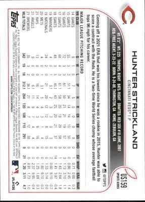 Hunter Strickland 2022 Topps Update US159 Cincinnati Reds Baseball Card NM-MT