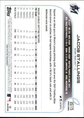 2022 Topps Update US175 Jacob Stallings Miami Marlins Baseball Card MLB NM-MT