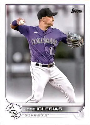 Jose Iglesias baseball card from 2022 Topps Update featuring Colorado Rockies player