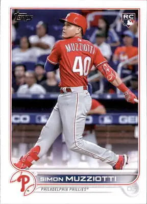 Simon Muzziotti baseball card from 2022 Topps Update for Philadelphia Phillies fans