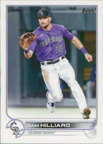 2022 Topps Update US206 Sam Hilliard baseball card with original gloss, Rockies ID 47149