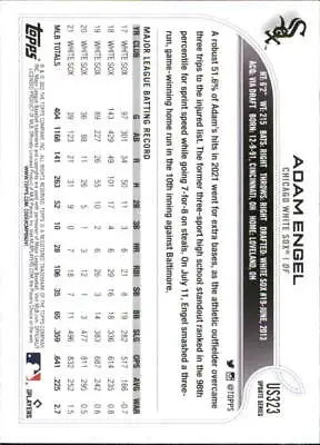 Back of 2022 Topps Update Adam Engel Chicago White Sox Baseball Card