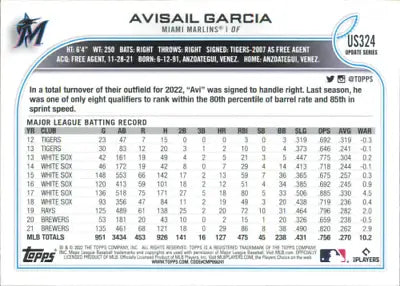 2022 Topps Update Avisail Garcia Miami Marlins MLB Baseball Card NM-MT