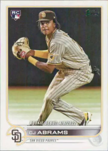 2022 Topps Update US327 CJ Abrams Baseball Card Original Gloss NM-MT Padres