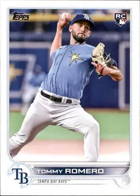 Tommy Romero Rookie Baseball Card from 2022 Topps Update, Tampa Bay Rays collectible