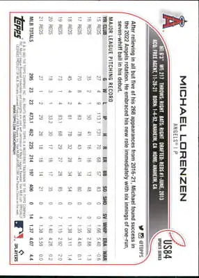 2022 Topps Update #US84 Michael Lorenzen Los Angeles Angels baseball card display