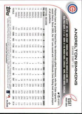 2022 Topps Update #US87 Andrelton Simmons Chicago Cubs Baseball Card MLB NM-MT