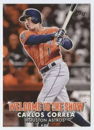 Carlos Correa baseball card from 2022 Topps Welcome to the Show with original gloss